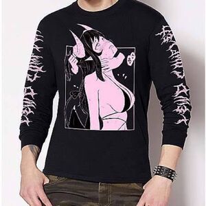 Lewd Complex Men’s Black Pink Sububus Hentai Long Sleeve T-Shirt Size Small